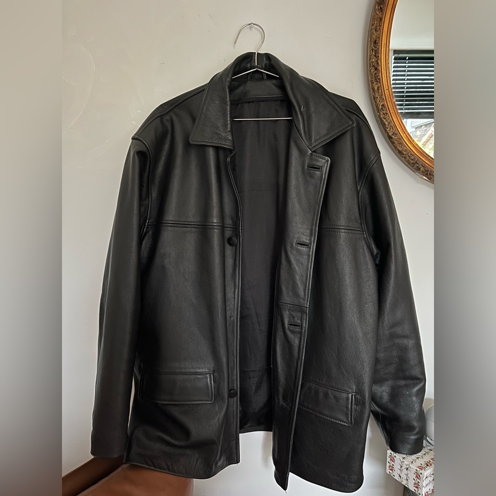 oversized leather jacket